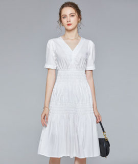 white cotton midi dress